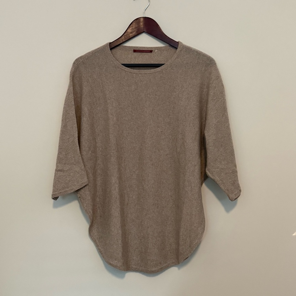 Women's Tan Cashmere Poncho Sweater with button detail
